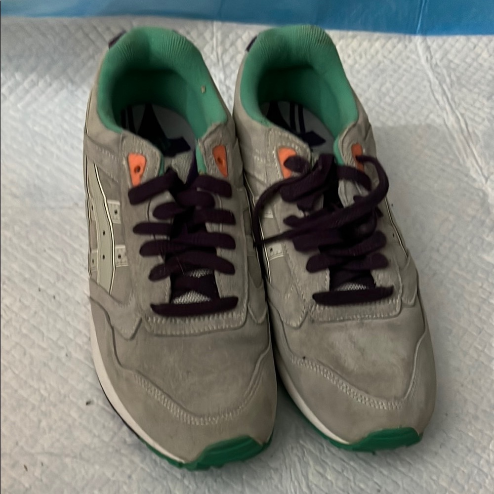 Asics Gray and Green Sneakers Retro Style